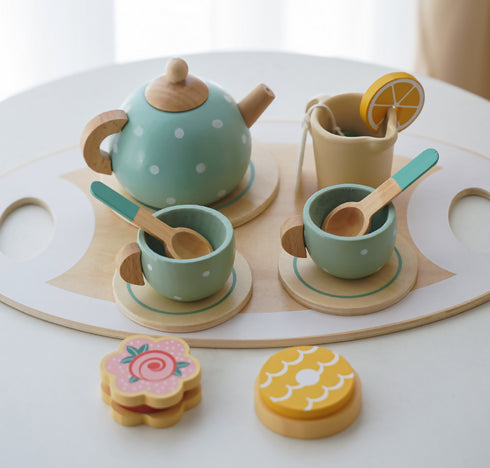 Pretend Play Tea Party Set Wooden